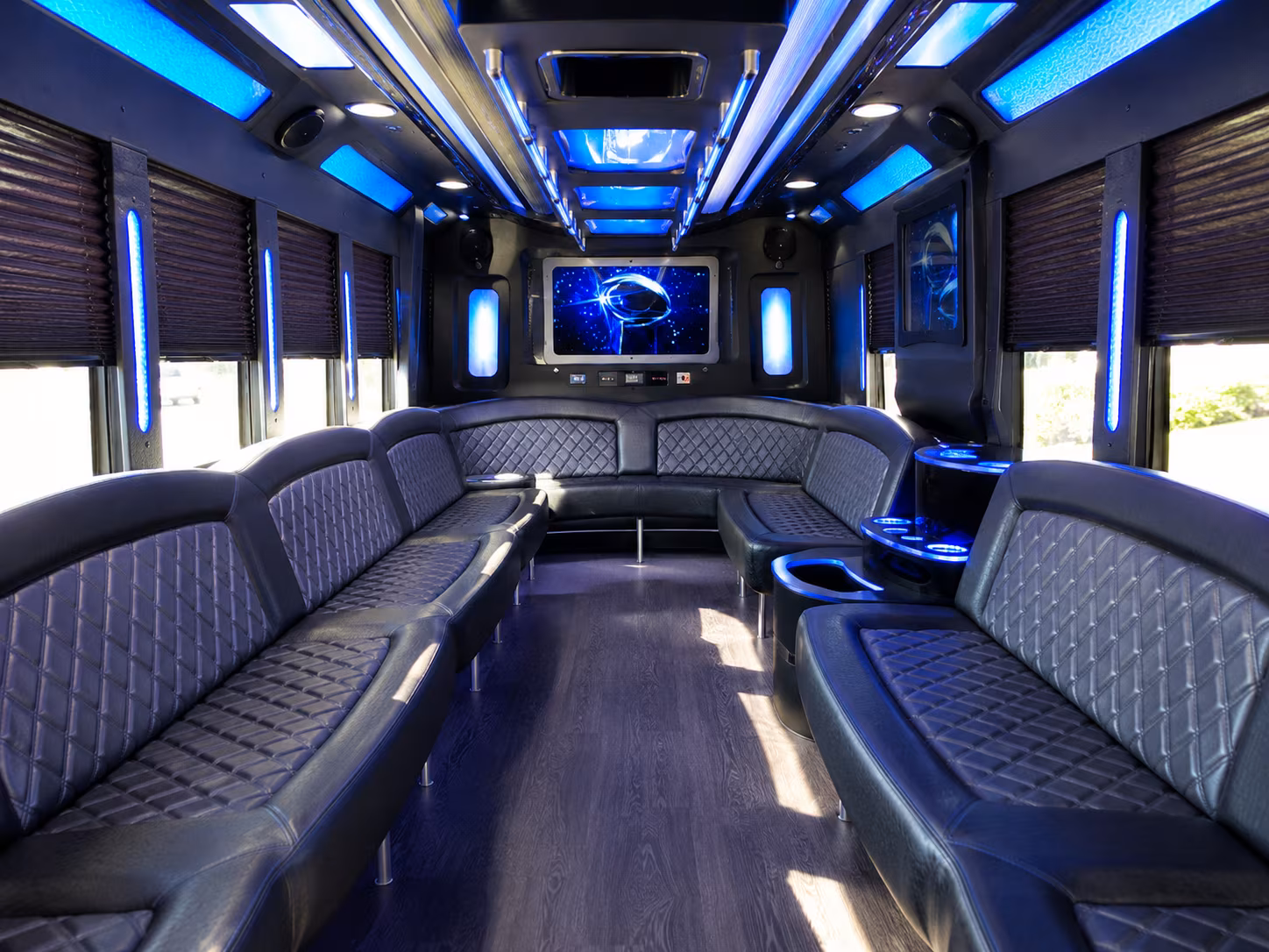san clemente 28 passenger party bus inside